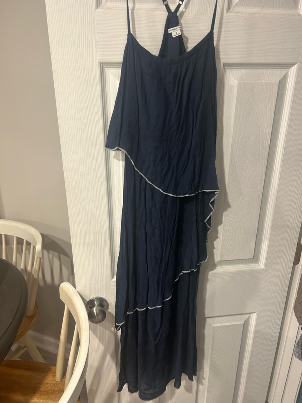 O'Neill Navy Asymmetric Ruffle Midi Dress lena